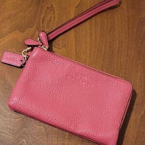 Beautiful Pink Leather Coach Wristlet